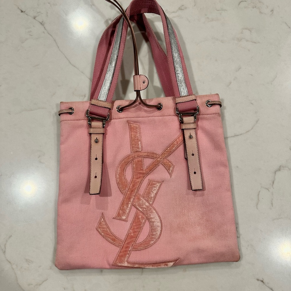 YSL Kahala Canvas Tote Blush Pink